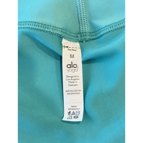 ALO Yoga High Waist 3.5” Inseam Shorts Aqua Green Size Medium Gym Train Workout - Picture 6 of 11